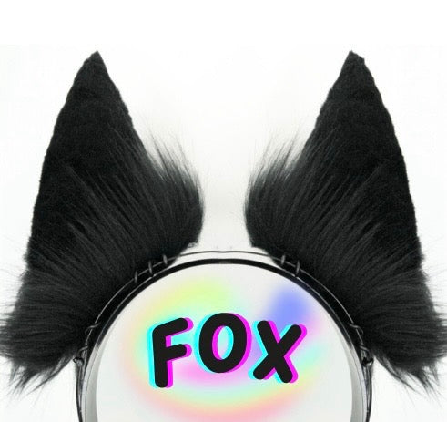 MTO Black Faux Fur Ears (Fox, Cat, Wolf)