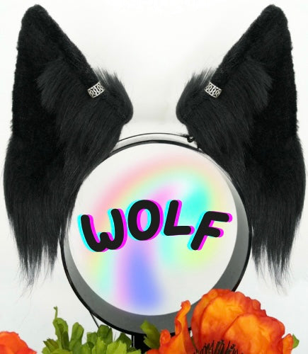 MTO Black Faux Fur Ears (Fox, Cat, Wolf)