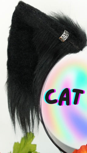 MTO Black Faux Fur Ears (Fox, Cat, Wolf)