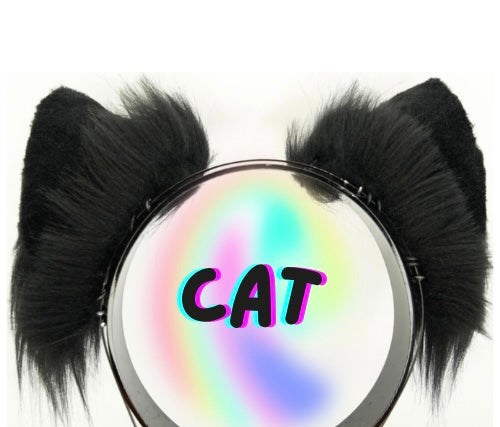 MTO Black Faux Fur Ears (Fox, Cat, Wolf)