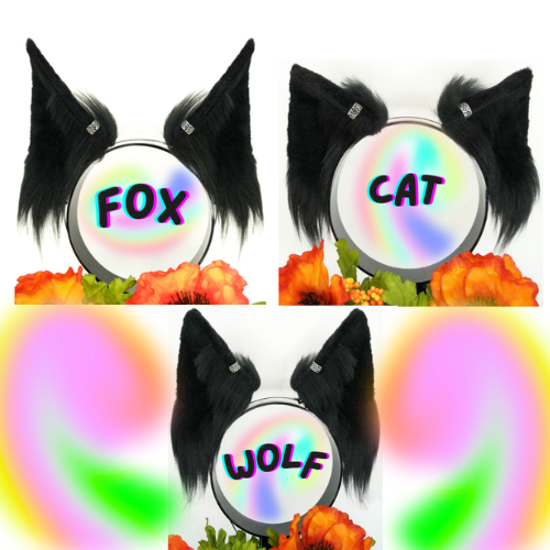 MTO Black Faux Fur Ears (Fox, Cat, Wolf)